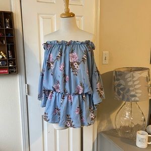 Say What? Over the Shoulder Flowy Blouse